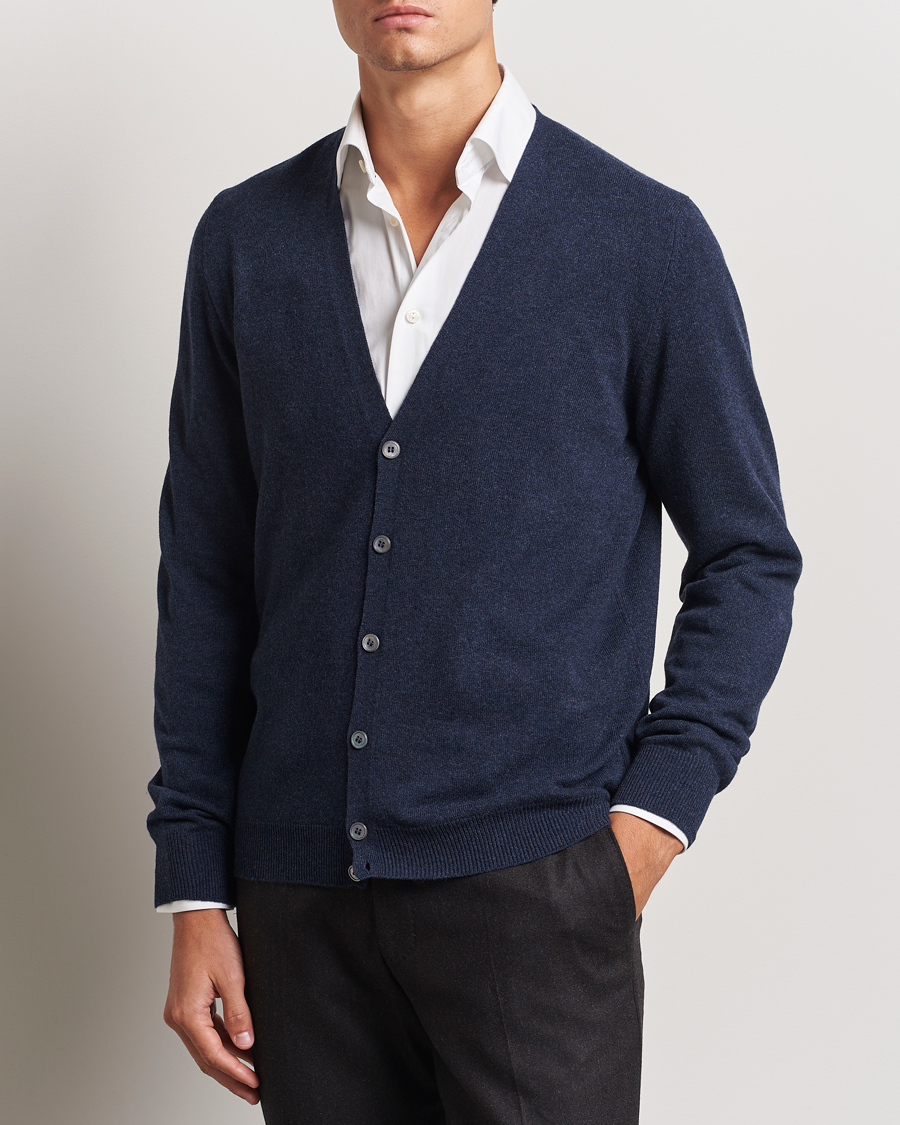 Herre | Trøjer | Gran Sasso | Wool/Cashmere Cardigan Navy Melange