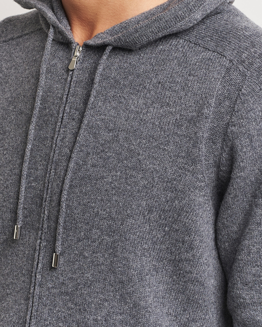 Herre | Trøjer | Gran Sasso | Full Zip Wool Hoodie Grey Melange