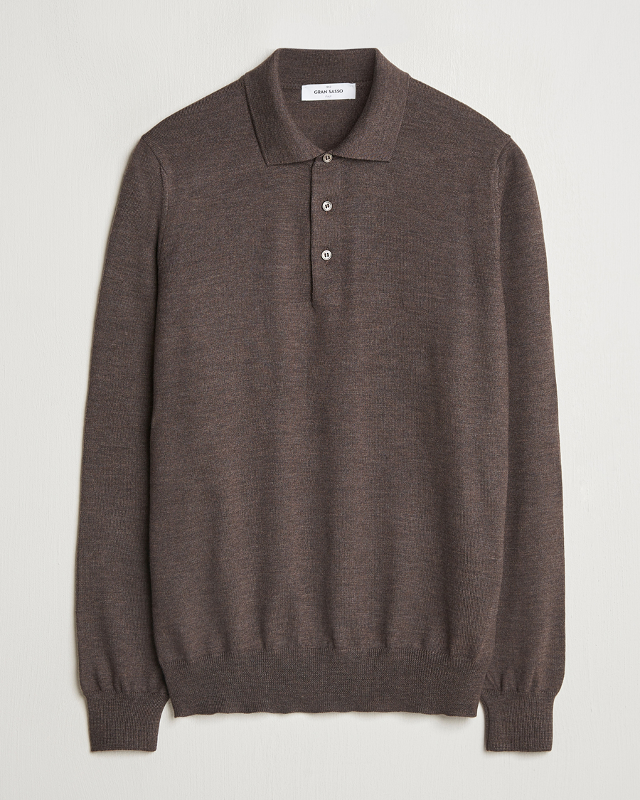 Herre | Trøjer | Gran Sasso | Merino Fashion Fit Polo Brown