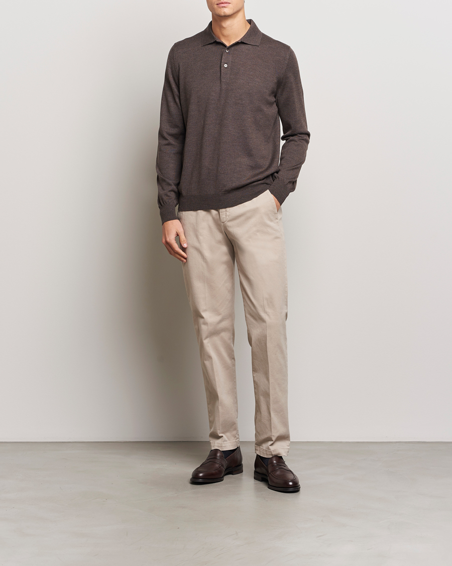 Herre | Trøjer | Gran Sasso | Merino Fashion Fit Polo Brown