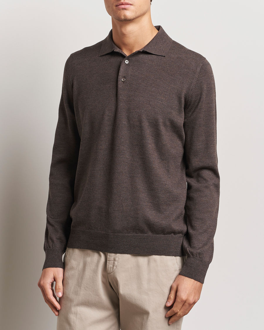 Herre | Trøjer | Gran Sasso | Merino Fashion Fit Polo Brown