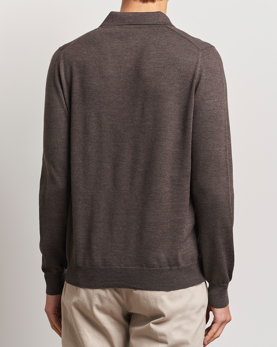 Herre | Trøjer | Gran Sasso | Merino Fashion Fit Polo Brown