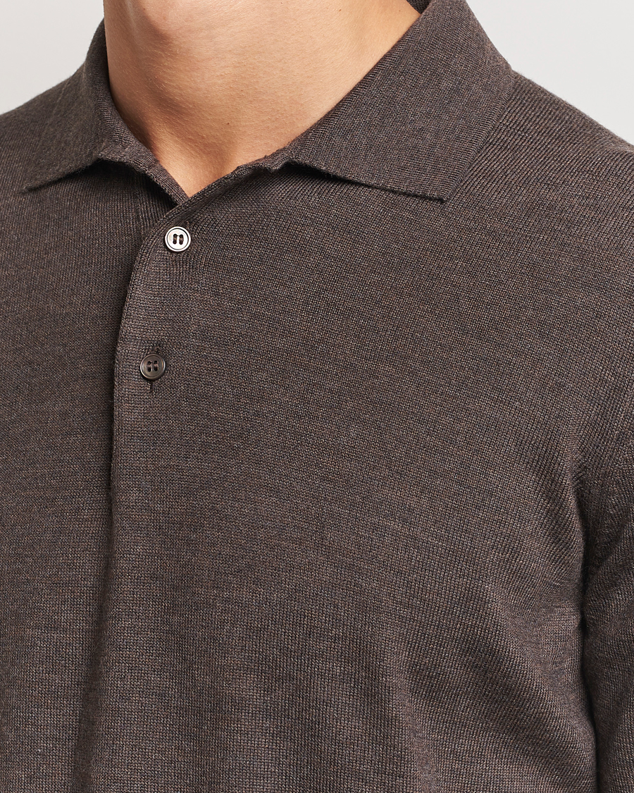 Herre | Trøjer | Gran Sasso | Merino Fashion Fit Polo Brown