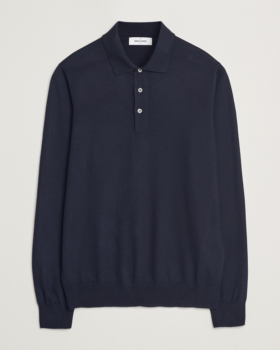 Herre | Trøjer | Gran Sasso | Merino Fashion Fit Polo Navy