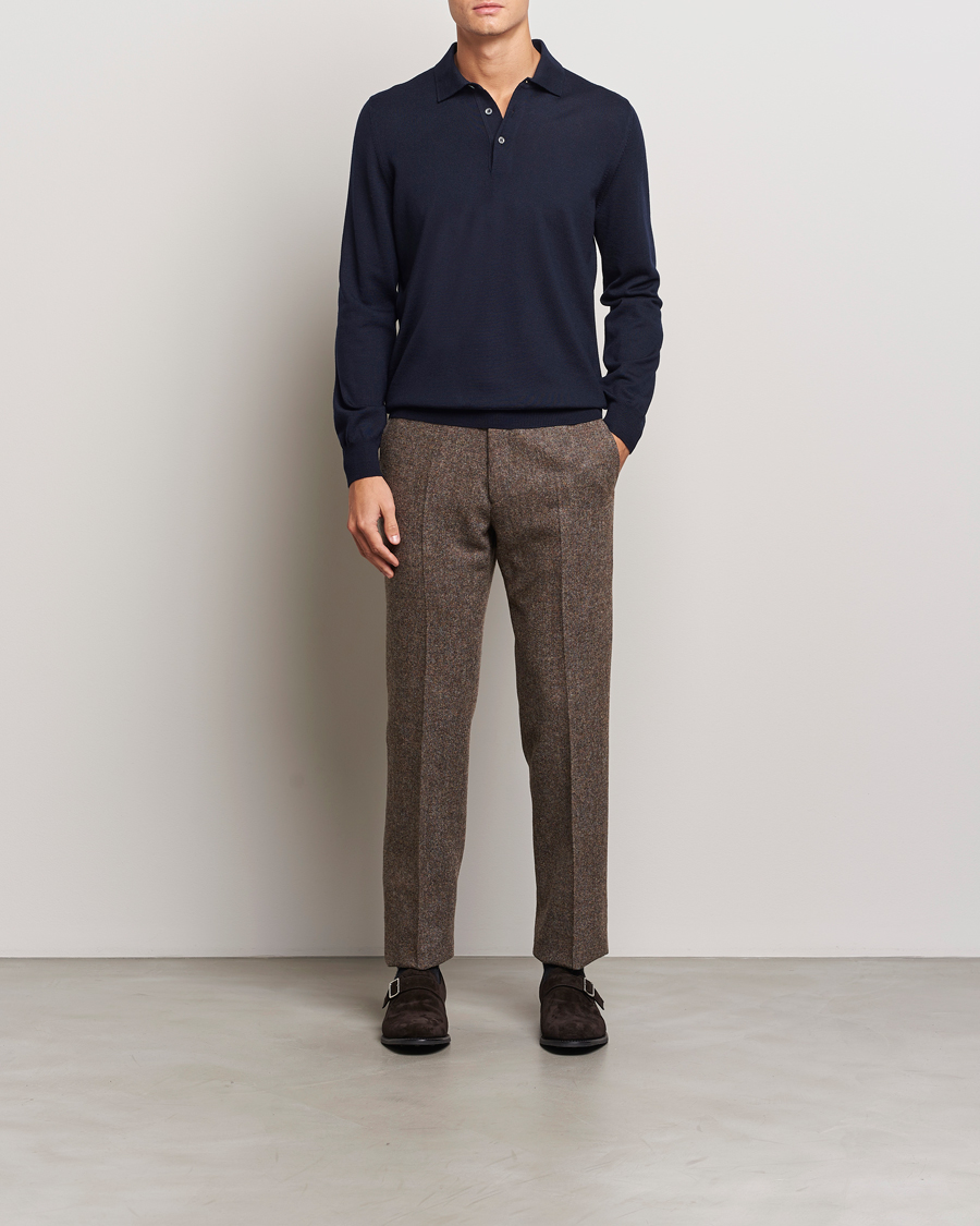 Herre | Trøjer | Gran Sasso | Merino Fashion Fit Polo Navy
