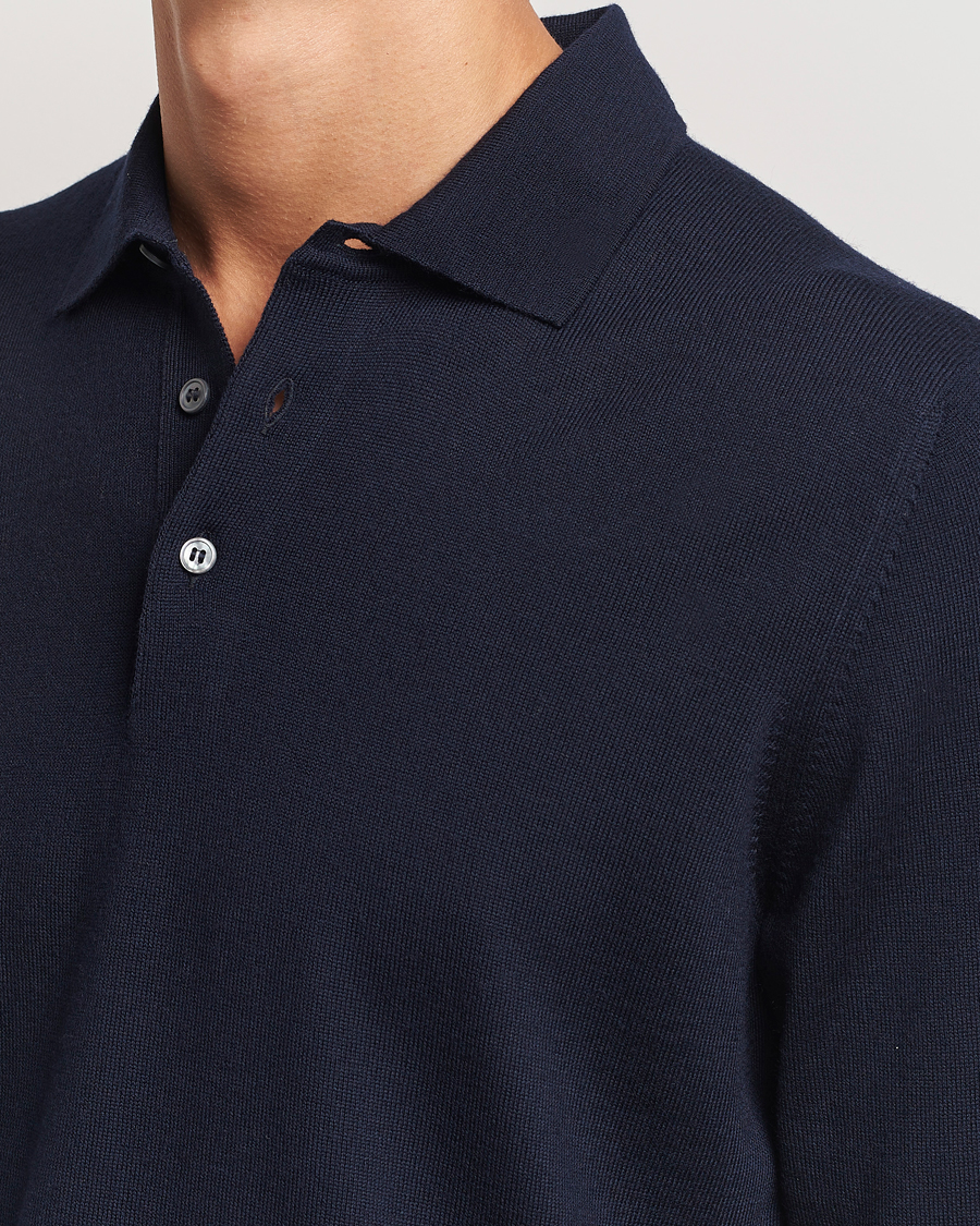Herre | Trøjer | Gran Sasso | Merino Fashion Fit Polo Navy