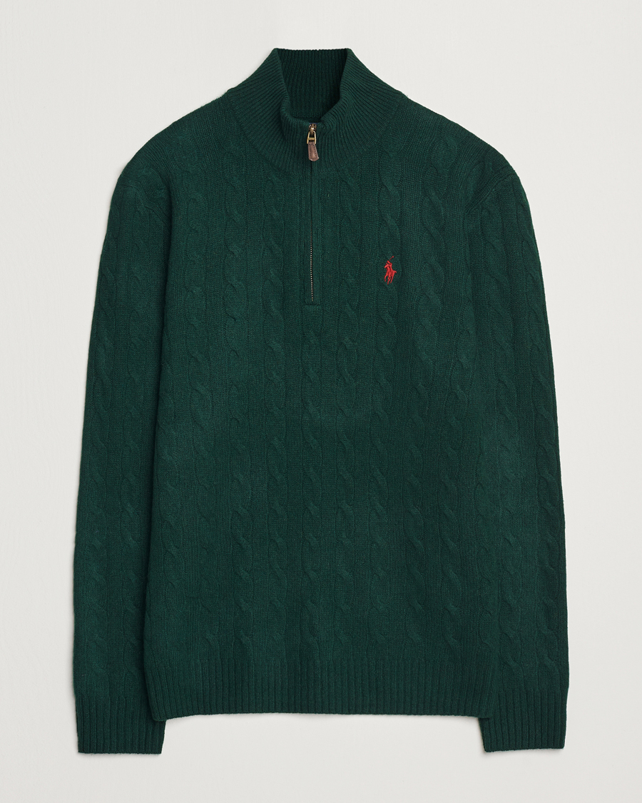 Herre | Trøjer | Polo Ralph Lauren | Wool/Cashmere Cable Half Zip Green