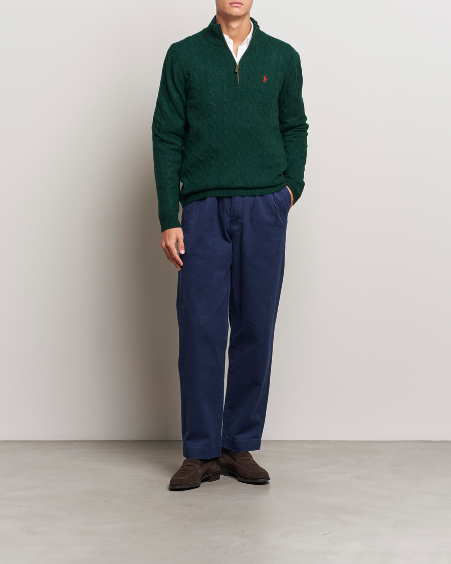 Herre | Trøjer | Polo Ralph Lauren | Wool/Cashmere Cable Half Zip Green