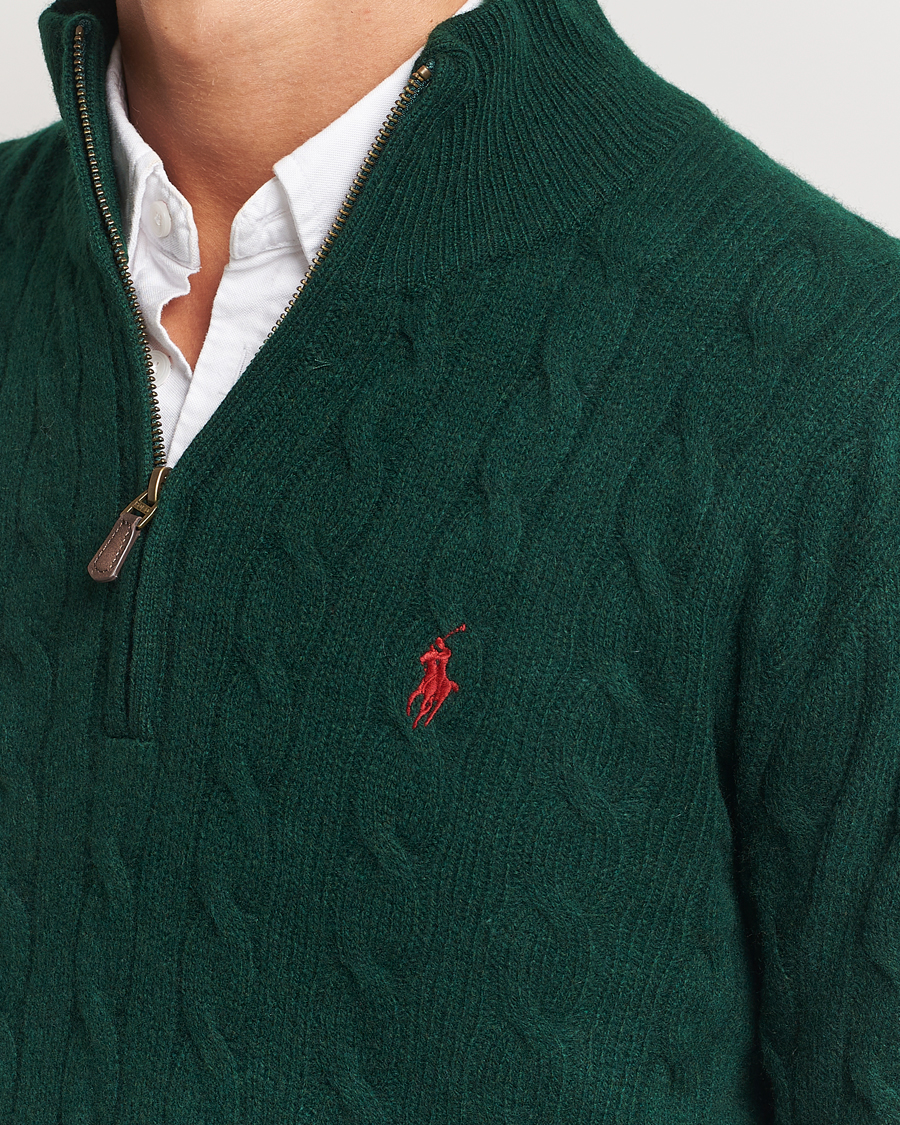 Herre | Trøjer | Polo Ralph Lauren | Wool/Cashmere Cable Half Zip Green