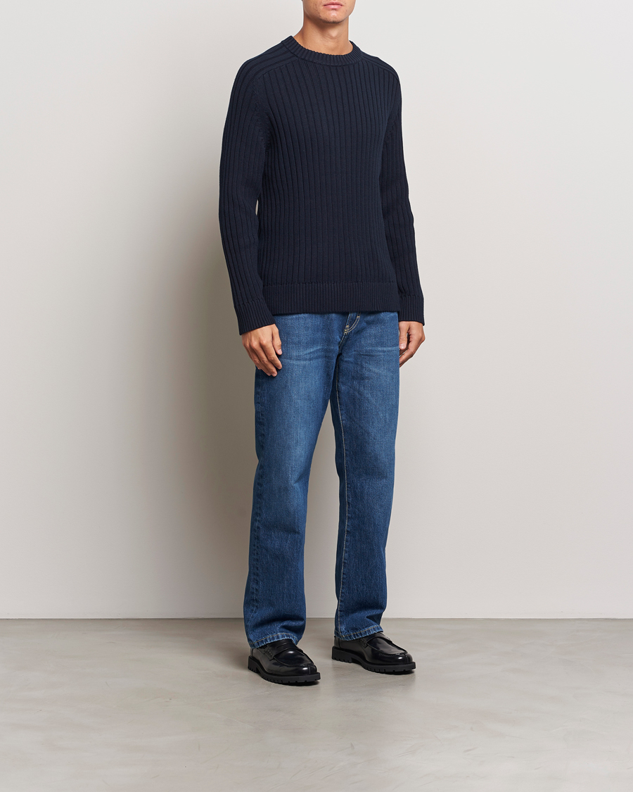 Herre | Trøjer | A Day's March | Elmer Cotton Knit Sweater Navy