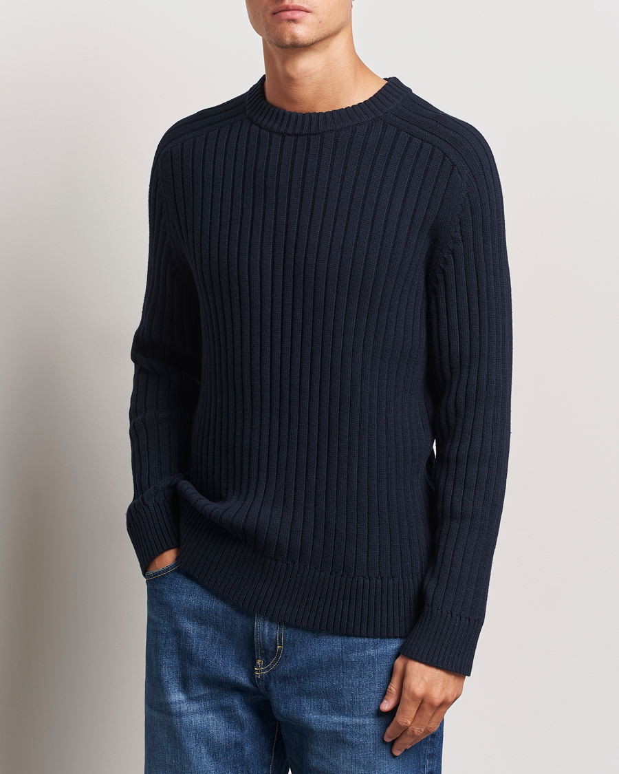 Herre | Trøjer | A Day's March | Elmer Cotton Knit Sweater Navy