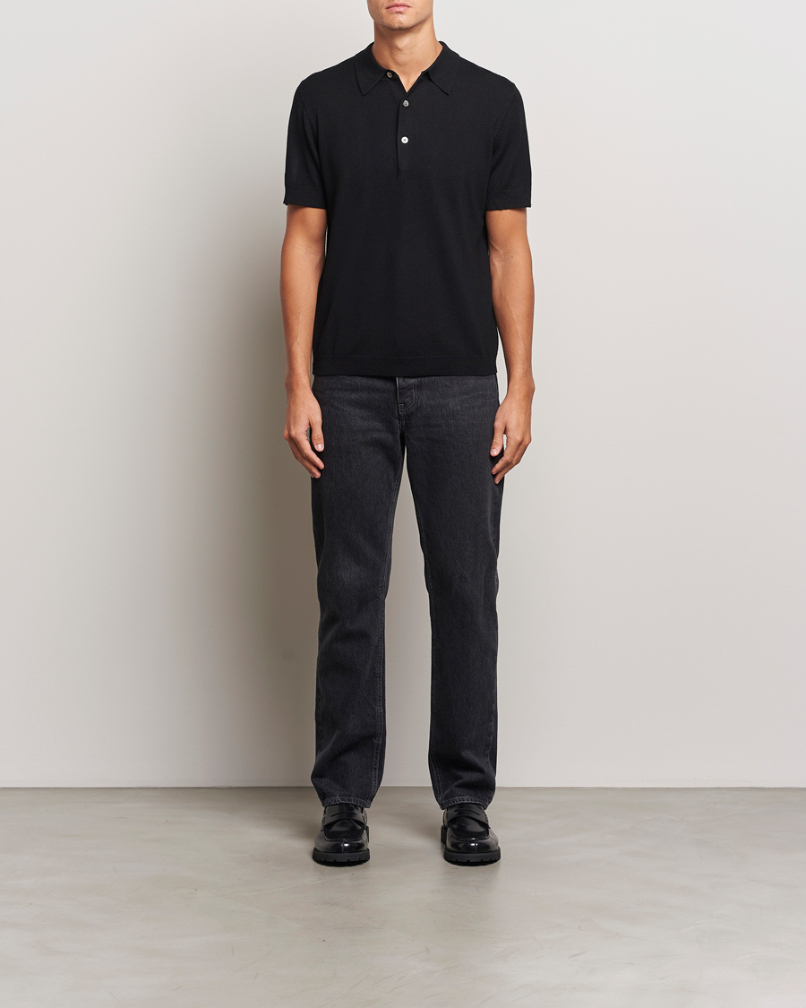 Herre | Polotrøjer | A Day's March | Rosehall Short Sleeve Merino Polo Black