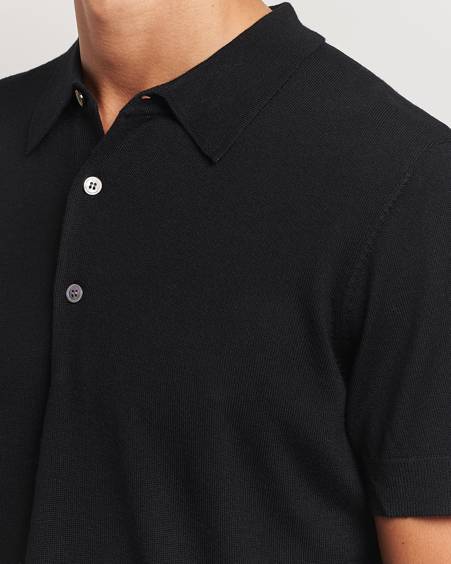Herre | Polotrøjer | A Day's March | Rosehall Short Sleeve Merino Polo Black