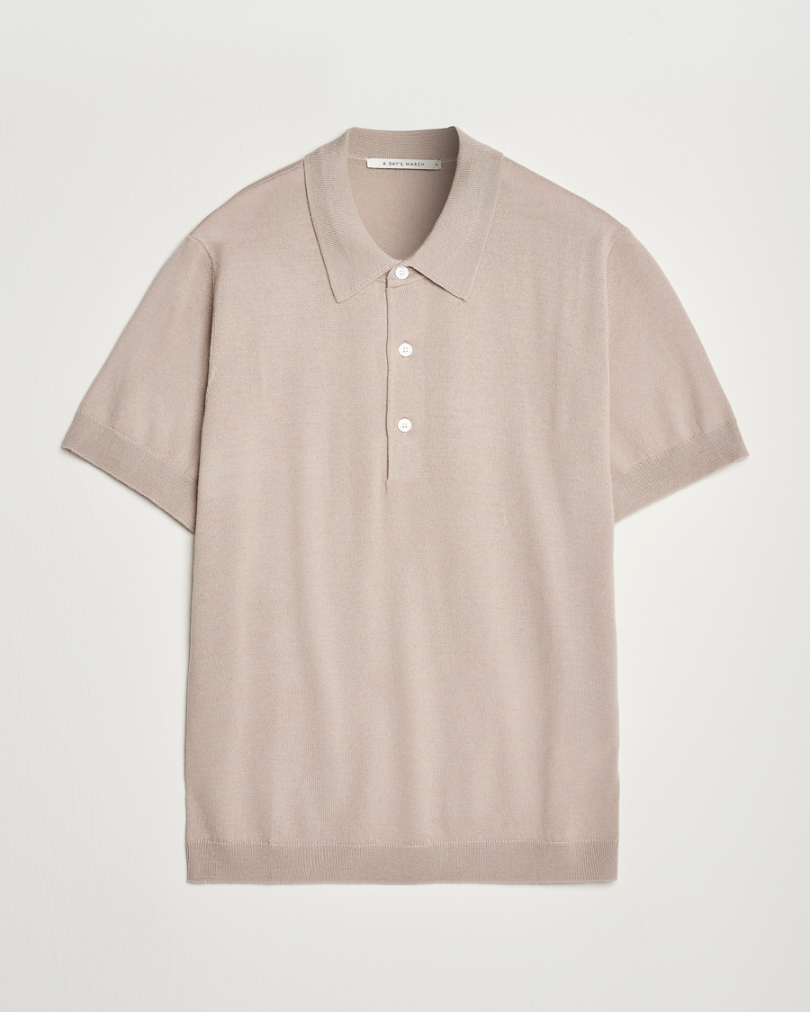 Herre | Polotrøjer | A Day's March | Rosehall Short Sleeve Merino Polo Dove
