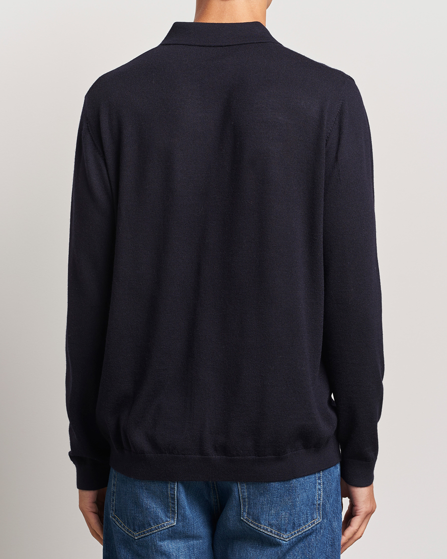 Herre | Trøjer | A Day's March | Thompson Merino Half-Zip Polo Navy