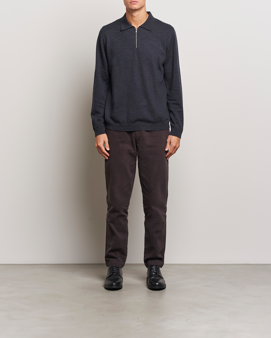 Herre | Trøjer | A Day's March | Thompson Merino Half-Zip Polo Anthracite