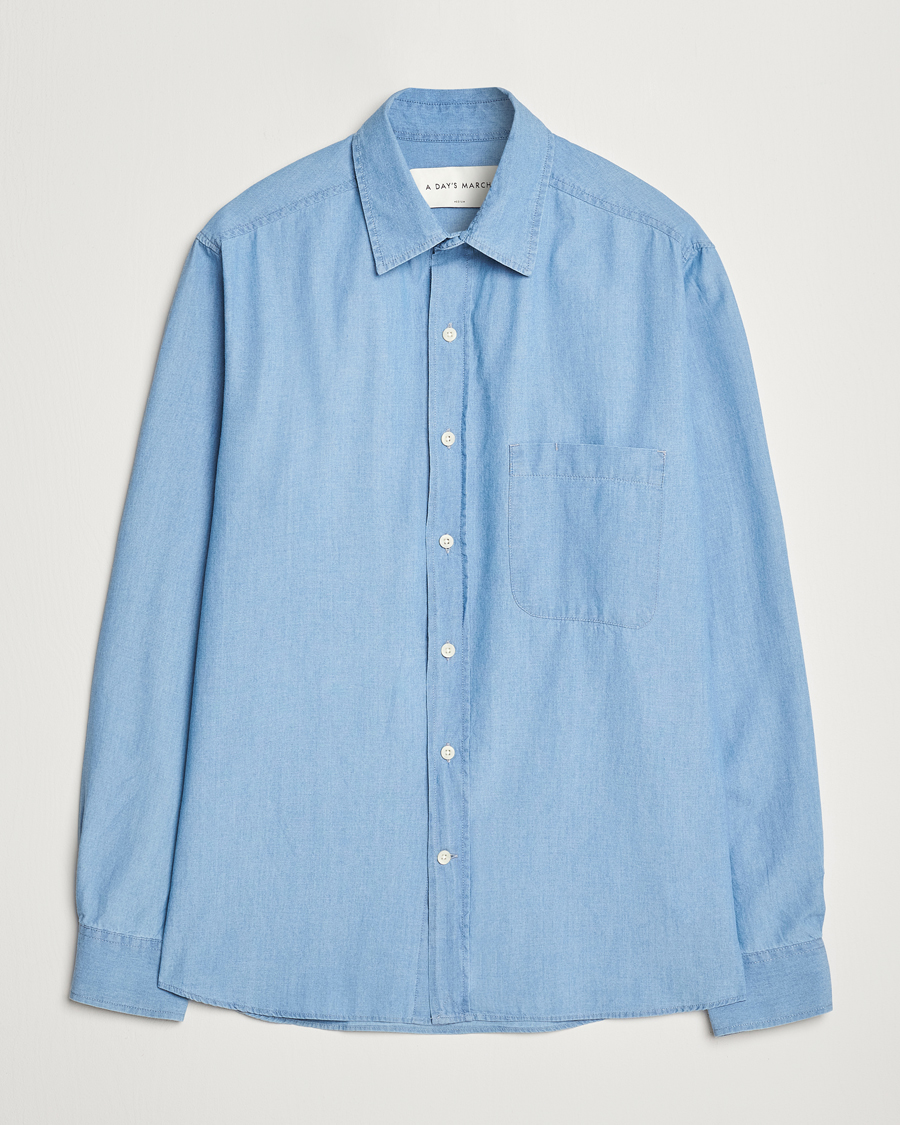 Herre | Skjorter | A Day's March | Will Chambray Shirt Light Blue