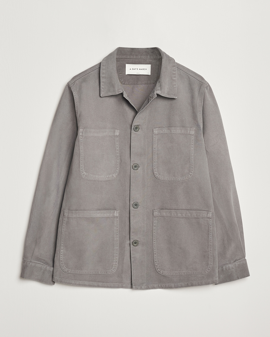 Herre | Skjorter | A Day's March | Algot Cotton Lyocell Overshirt Grey
