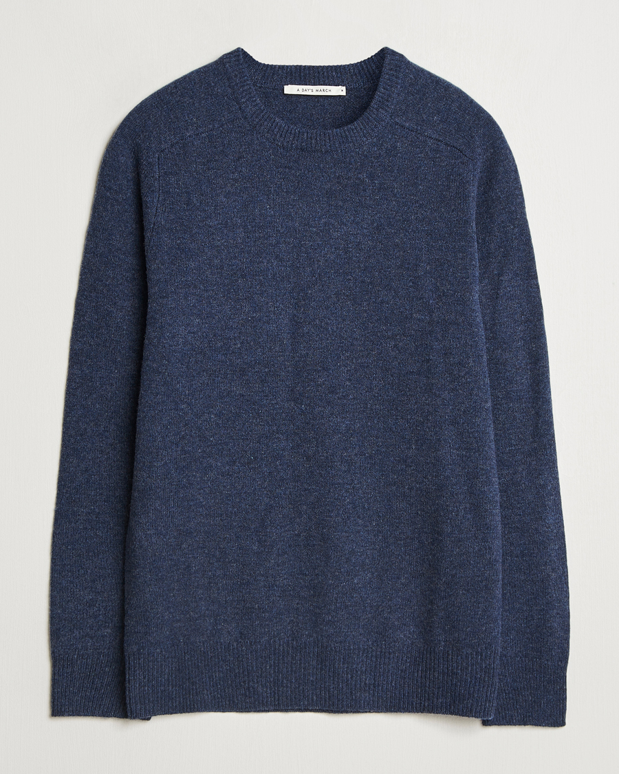 Herre | Trøjer | A Day's March | Brodick Lambswool Sweater Navy