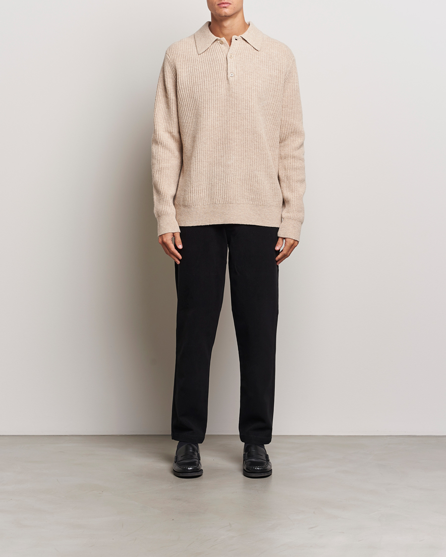 Herre | Trøjer | A Day's March | Dover Lambswool Polo Sand Melange