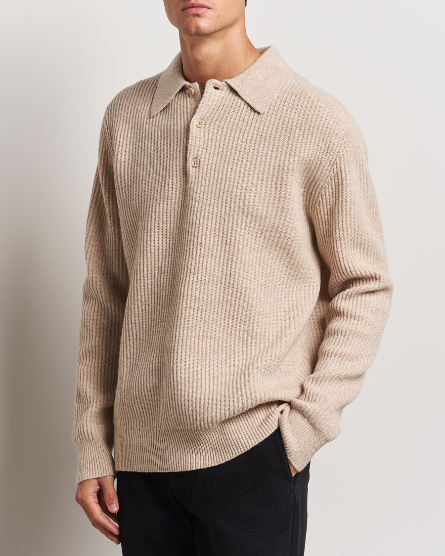 Herre | Trøjer | A Day's March | Dover Lambswool Polo Sand Melange