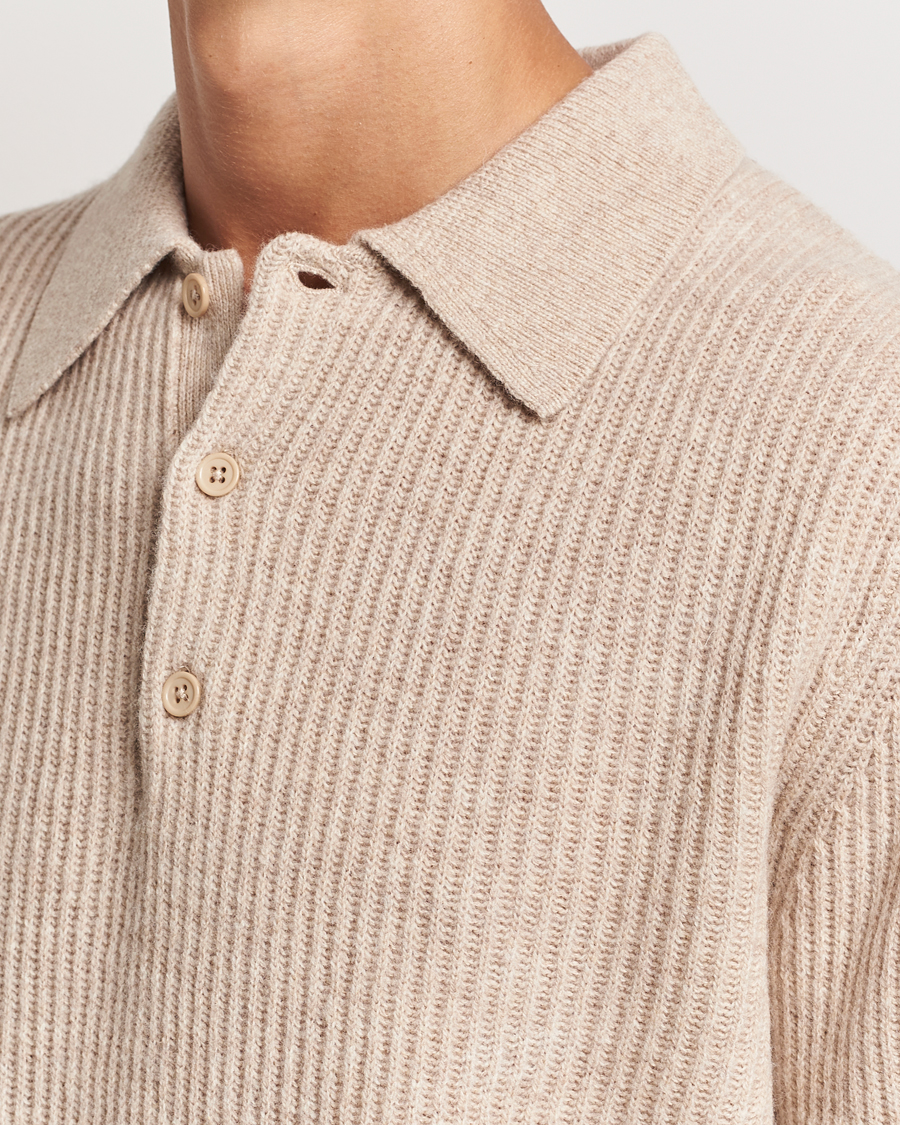 Herre | Trøjer | A Day's March | Dover Lambswool Polo Sand Melange