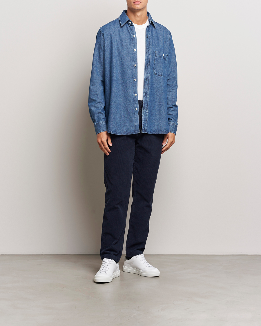 Herre | Skjorter | A Day's March | Mason Sturdy Denim Shirt Indigo Blue