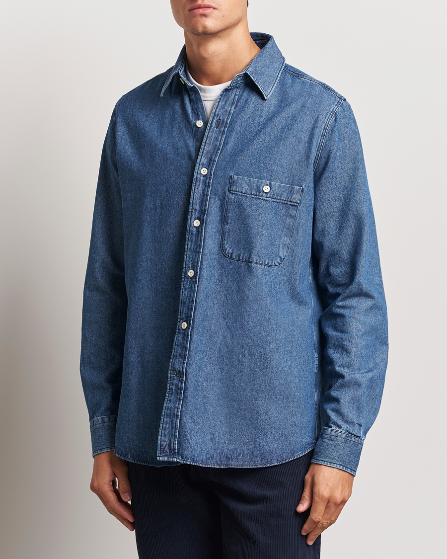 Herre | Skjorter | A Day's March | Mason Sturdy Denim Shirt Indigo Blue