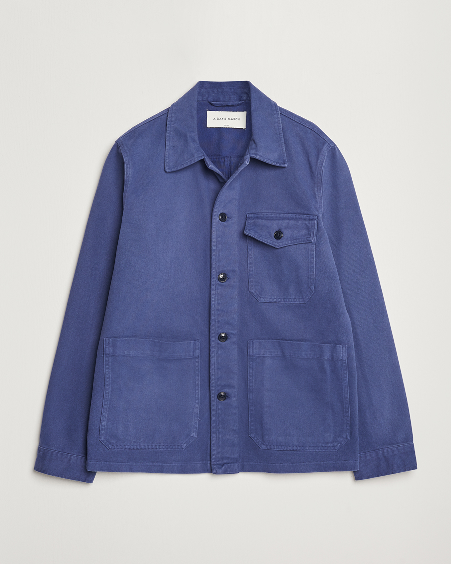 Herre | Skjorter | A Day's March | Patch Pocket Sturdy Twill Overshirt Brewers Blue