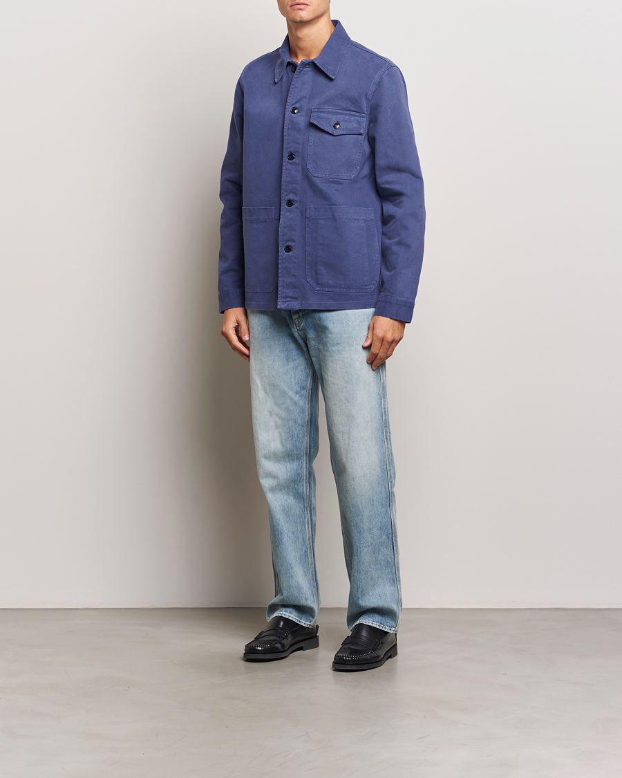 Herre | Skjorter | A Day's March | Patch Pocket Sturdy Twill Overshirt Brewers Blue