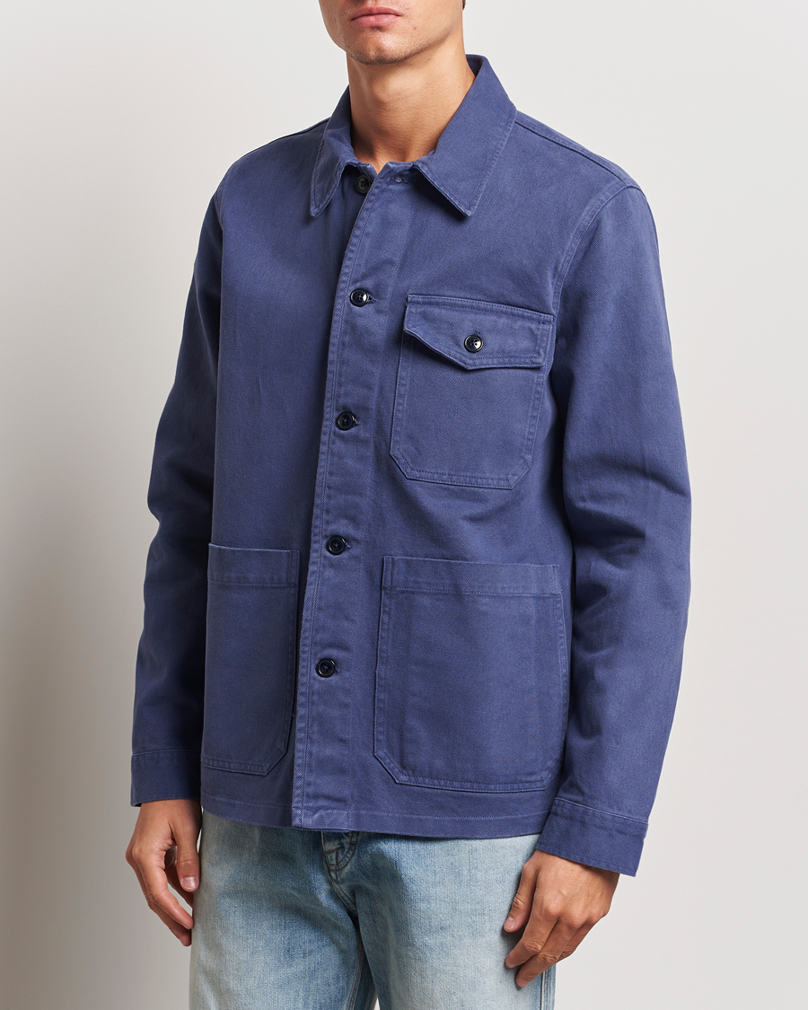 Herre | Skjorter | A Day's March | Patch Pocket Sturdy Twill Overshirt Brewers Blue