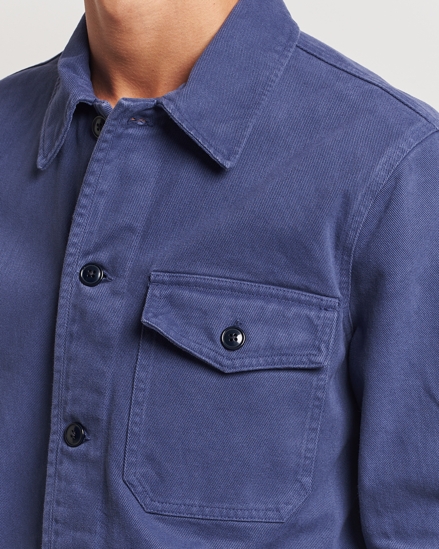 Herre | Skjorter | A Day's March | Patch Pocket Sturdy Twill Overshirt Brewers Blue