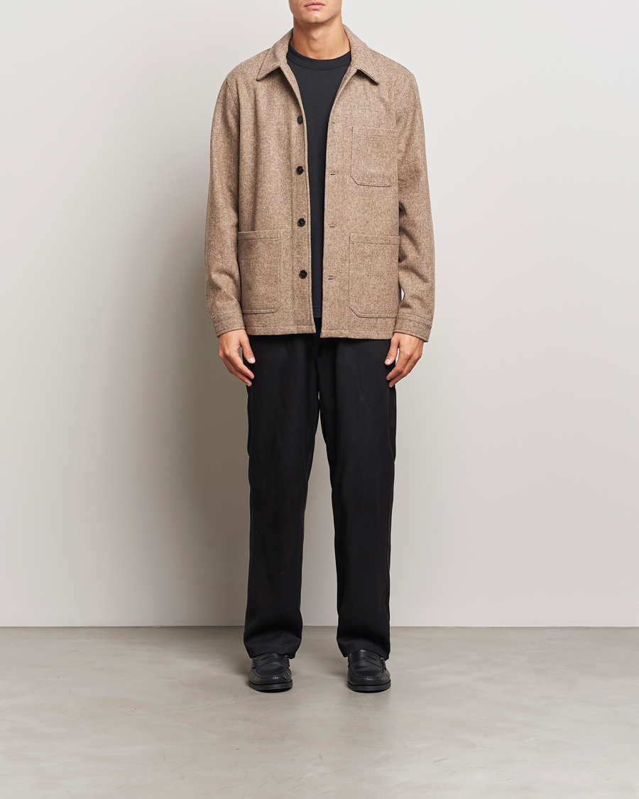 Herre | Skjorter | A Day's March | Original Wool Overshirt Light Taupe Melange