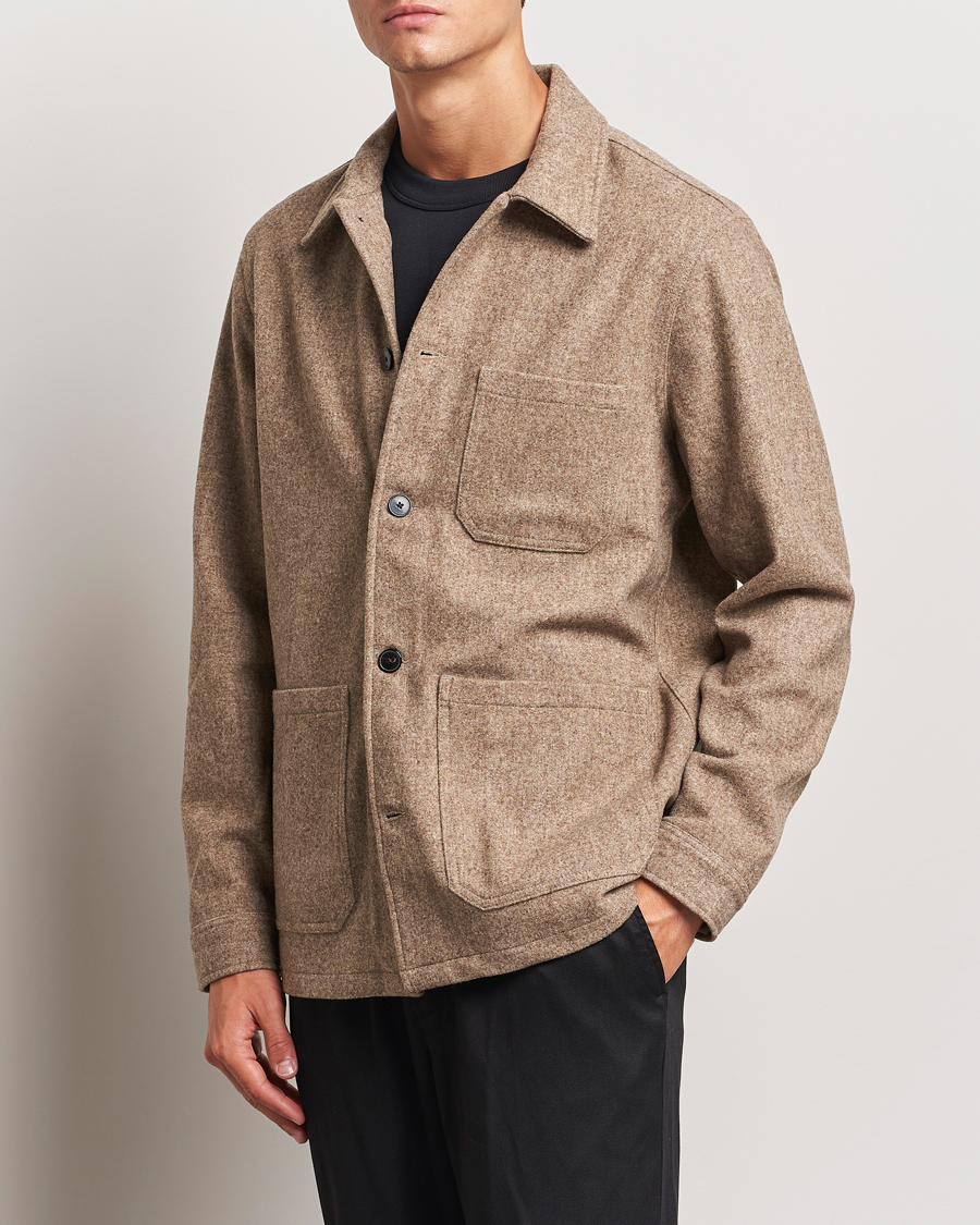 Herre | Skjorter | A Day's March | Original Wool Overshirt Light Taupe Melange