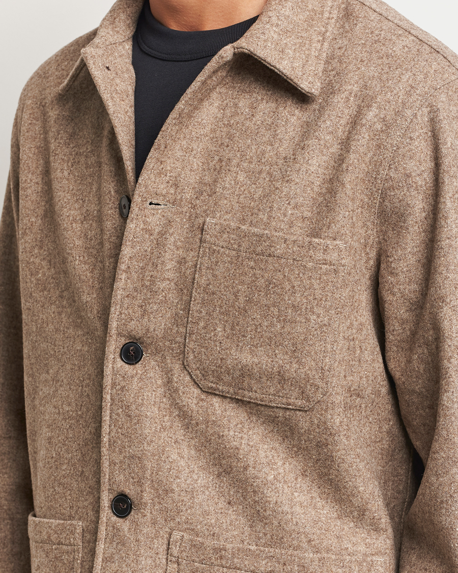 Herre | Skjorter | A Day's March | Original Wool Overshirt Light Taupe Melange