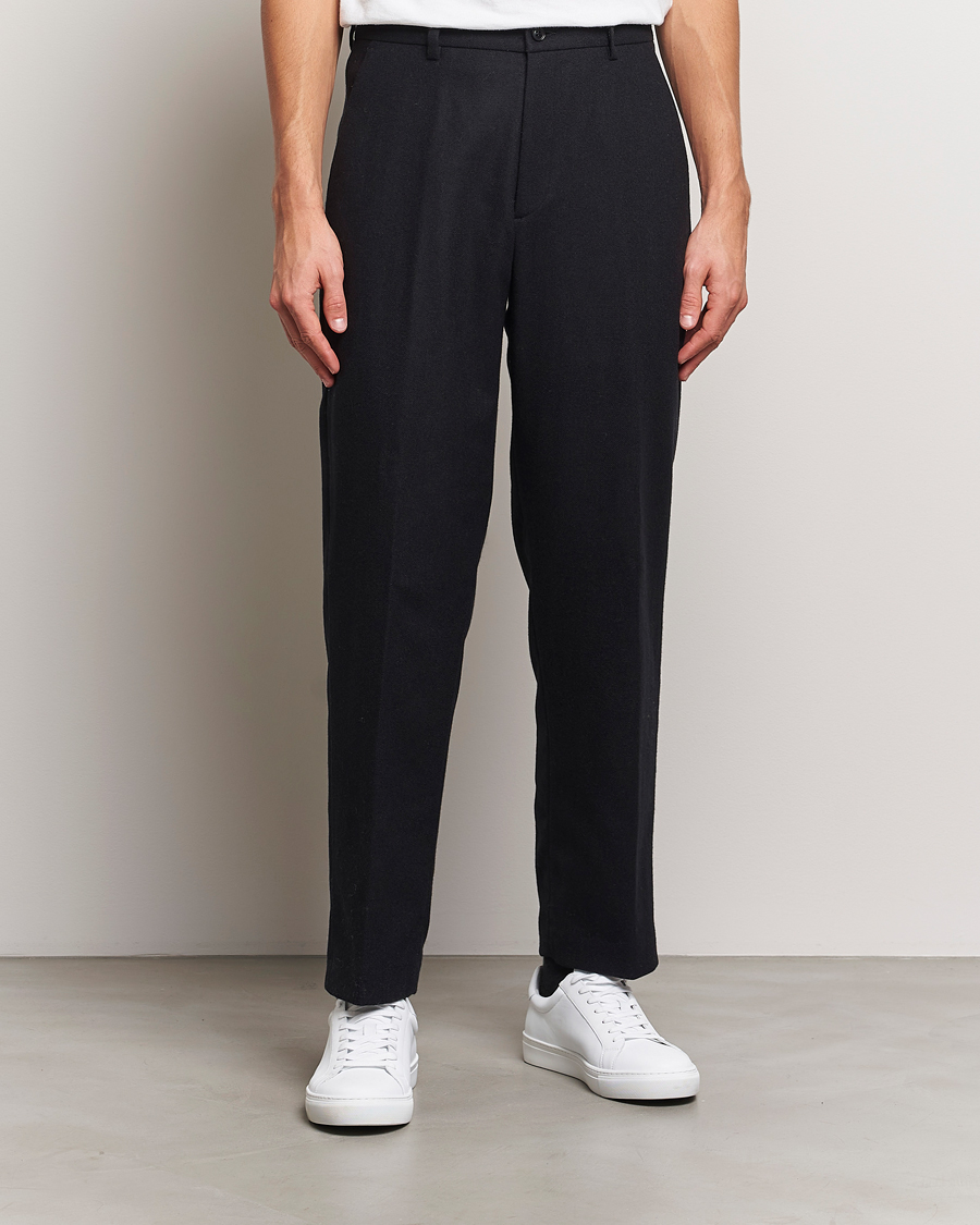 Herre | Bukser | A Day's March | Gairloch Relaxed Wool Trousers Black