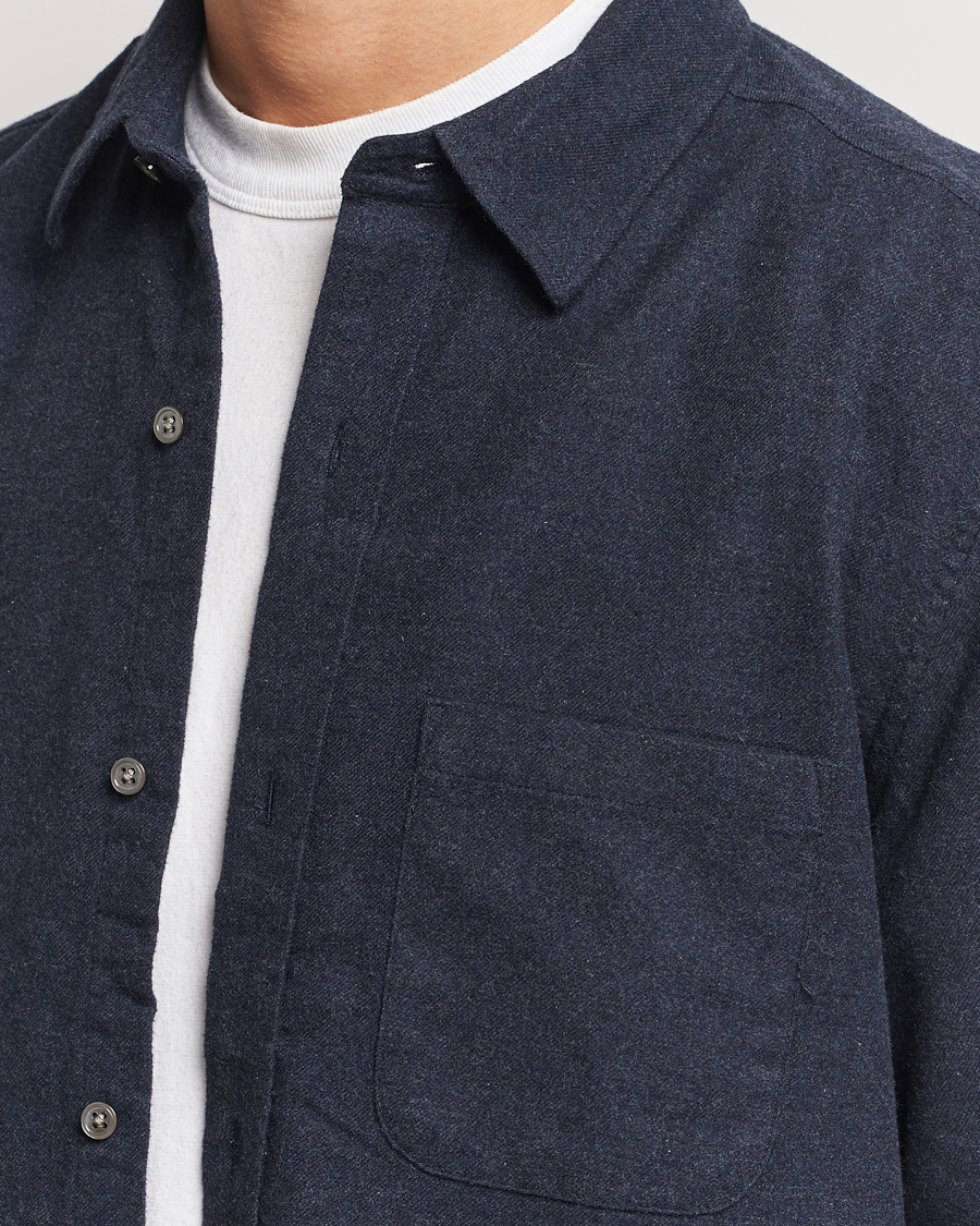 Herre | Skjorter | A Day's March | Newark Flannel Shirt Navy
