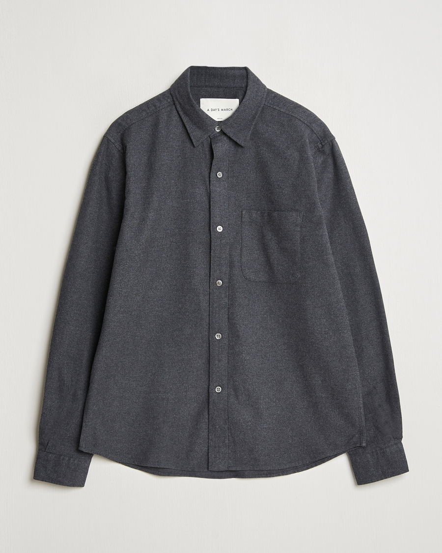 Herre | Skjorter | A Day's March | Newark Flannel Shirt Charcoal