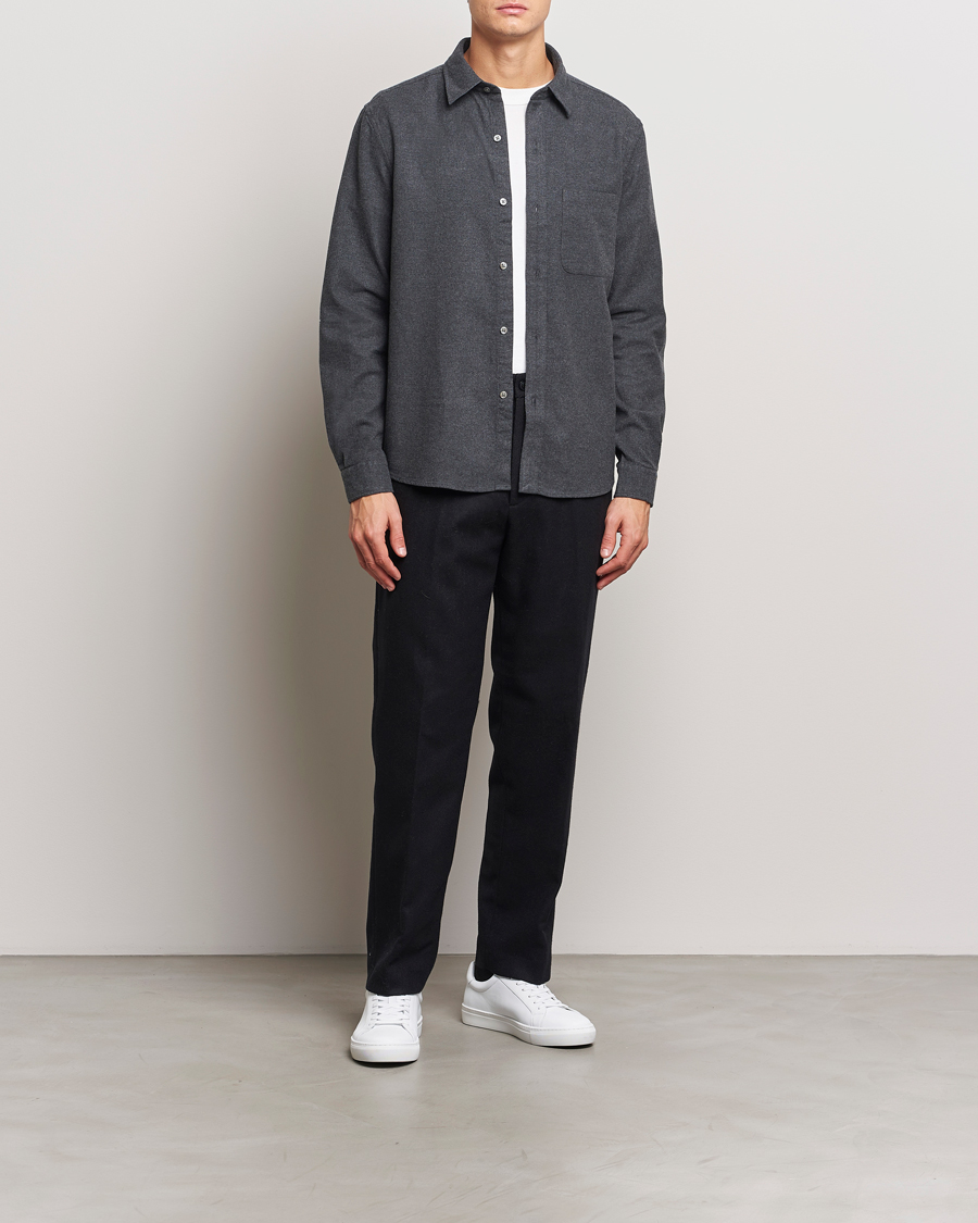 Herre | Skjorter | A Day's March | Newark Flannel Shirt Charcoal