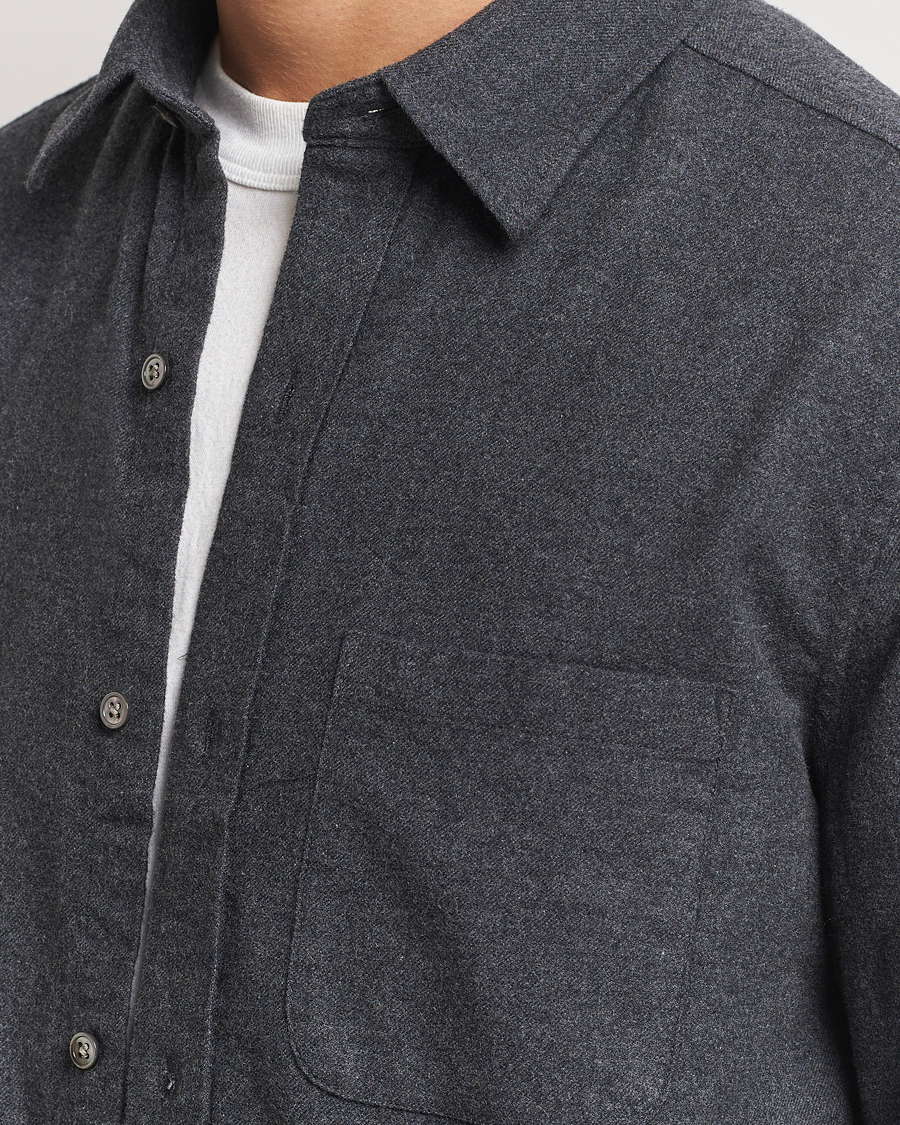 Herre | Skjorter | A Day's March | Newark Flannel Shirt Charcoal