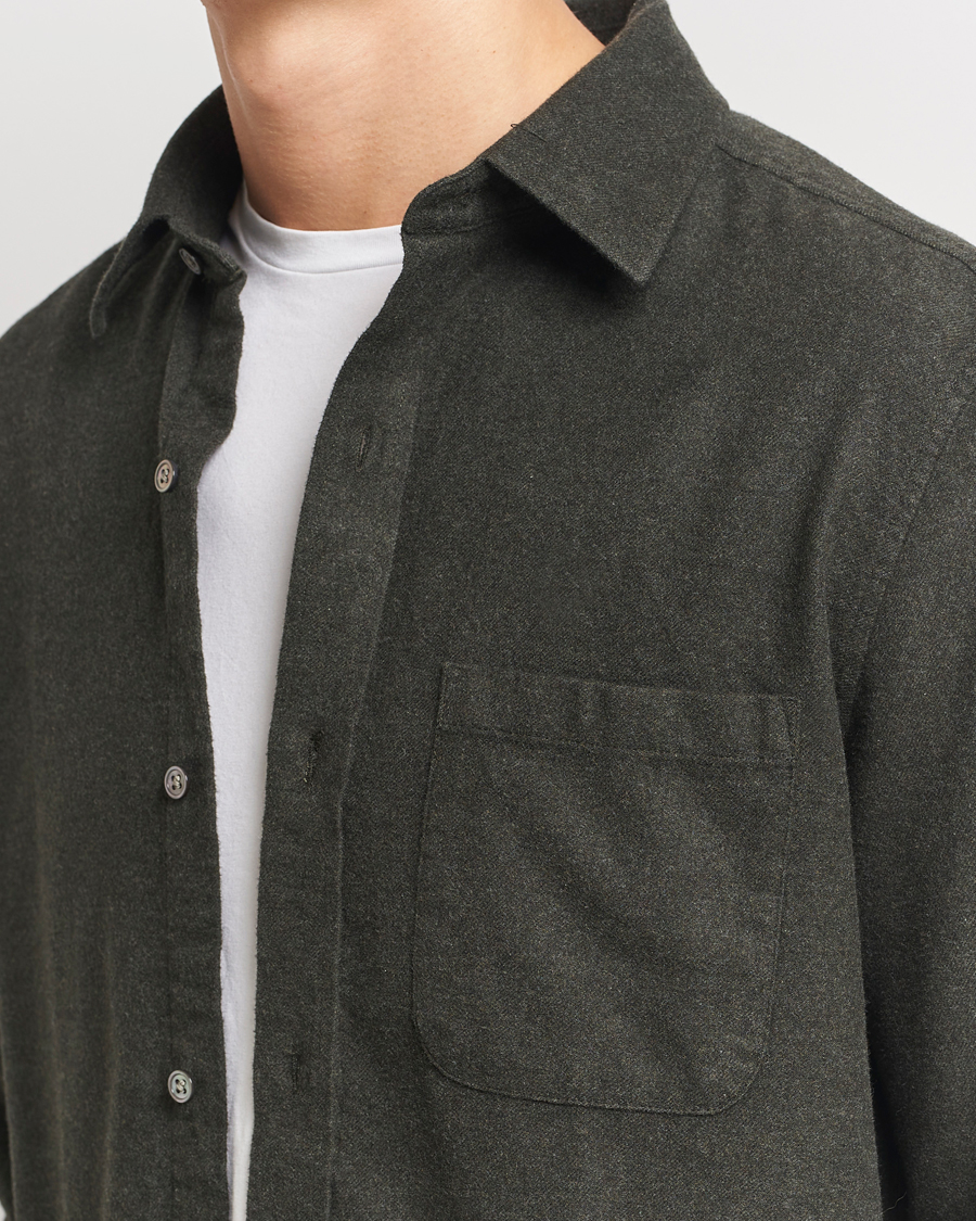 Herre | Skjorter | A Day's March | Newark Flannel Shirt Dark Green