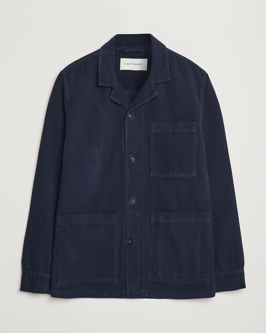 Herre | Skjorter | A Day's March | Banagher Corduroy Overshirt Navy