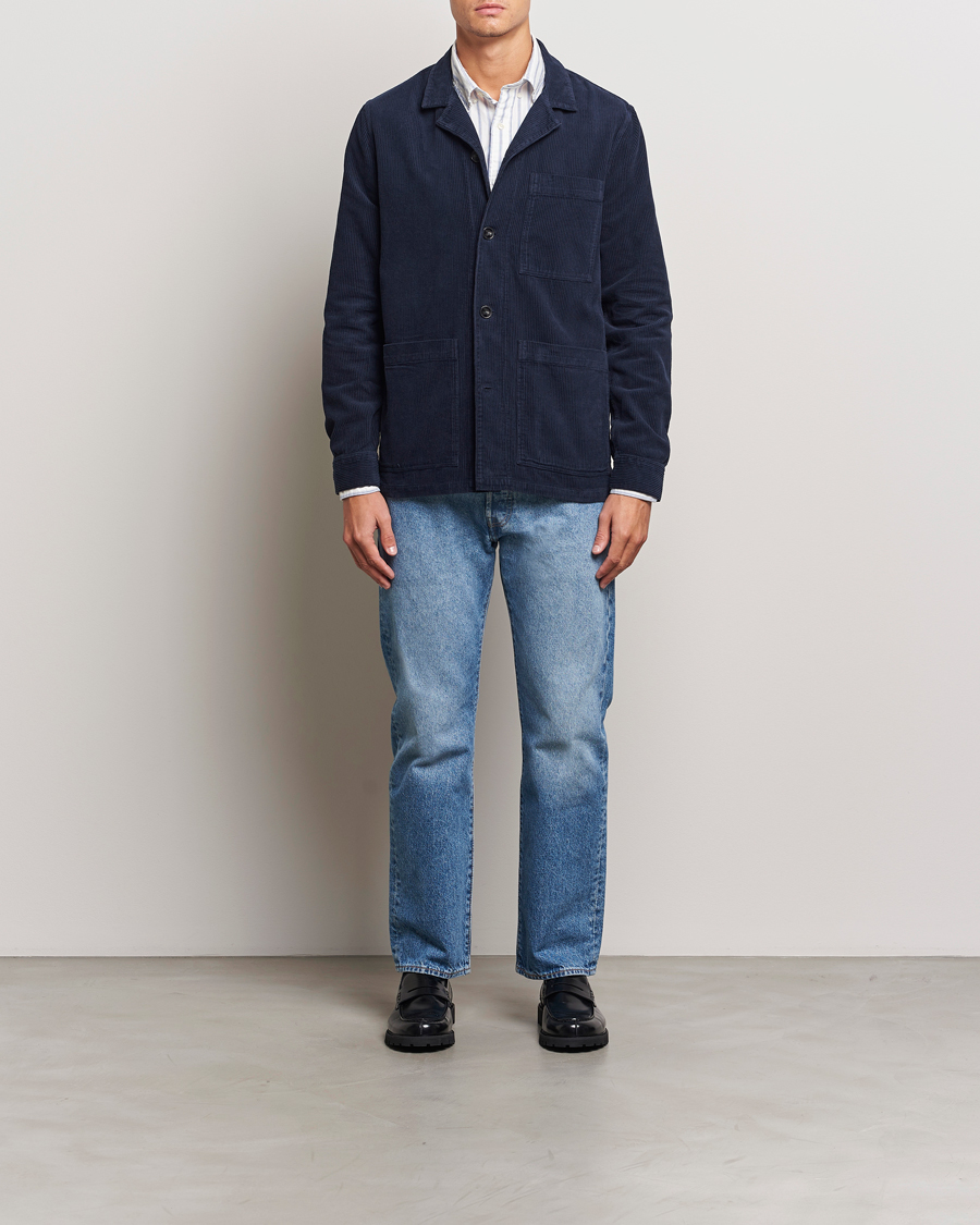 Herre | Skjorter | A Day's March | Banagher Corduroy Overshirt Navy