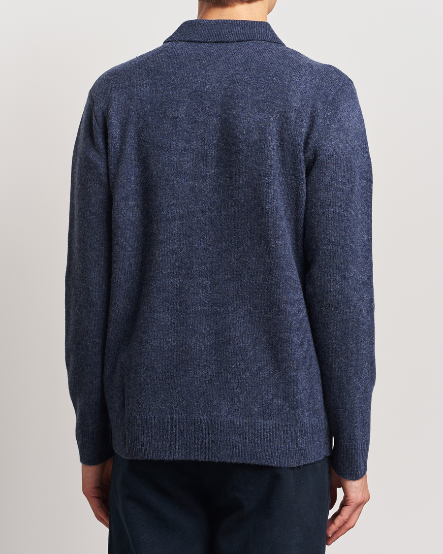 Herre | Trøjer | A Day's March | Avoch Lambswool Polo Navy Melange