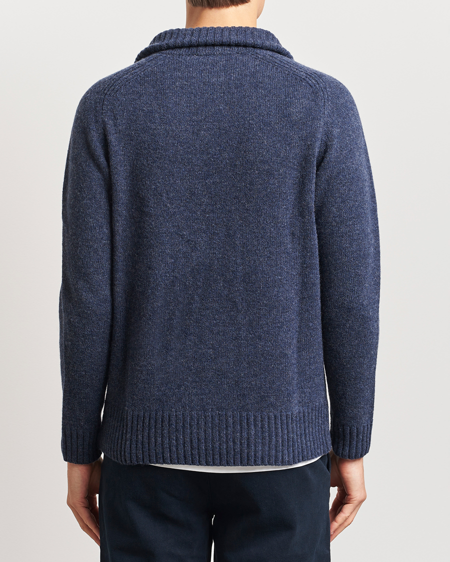 Herre | Trøjer | A Day's March | Cullen Half-Zip Lambswool Sweater Navy Melange