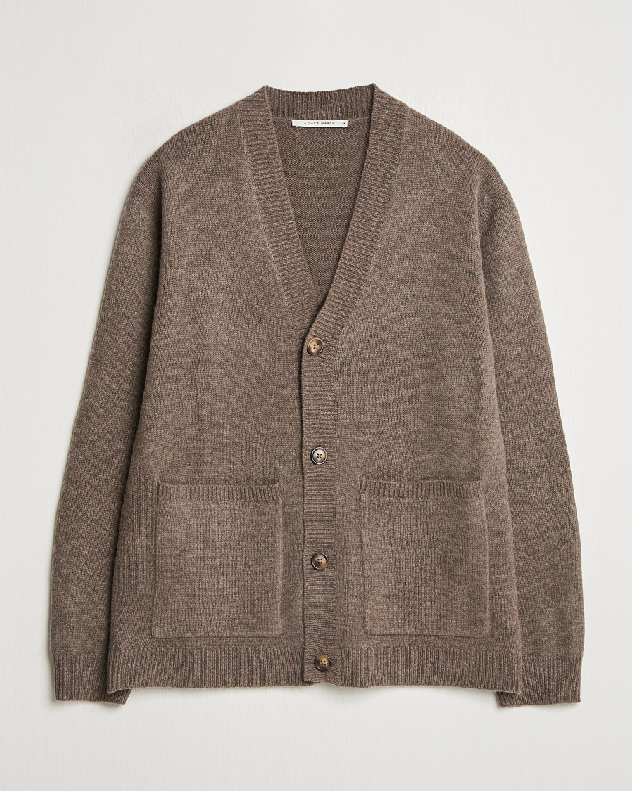 Herre | Trøjer | A Day's March | Jarrow Lambswool Cardigan Dark Taupe