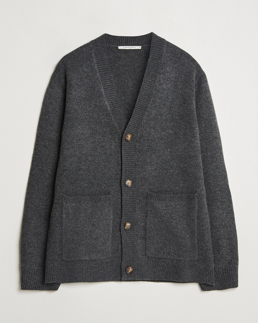 Herre | Trøjer | A Day's March | Jarrow Lambswool Cardigan Charcoal