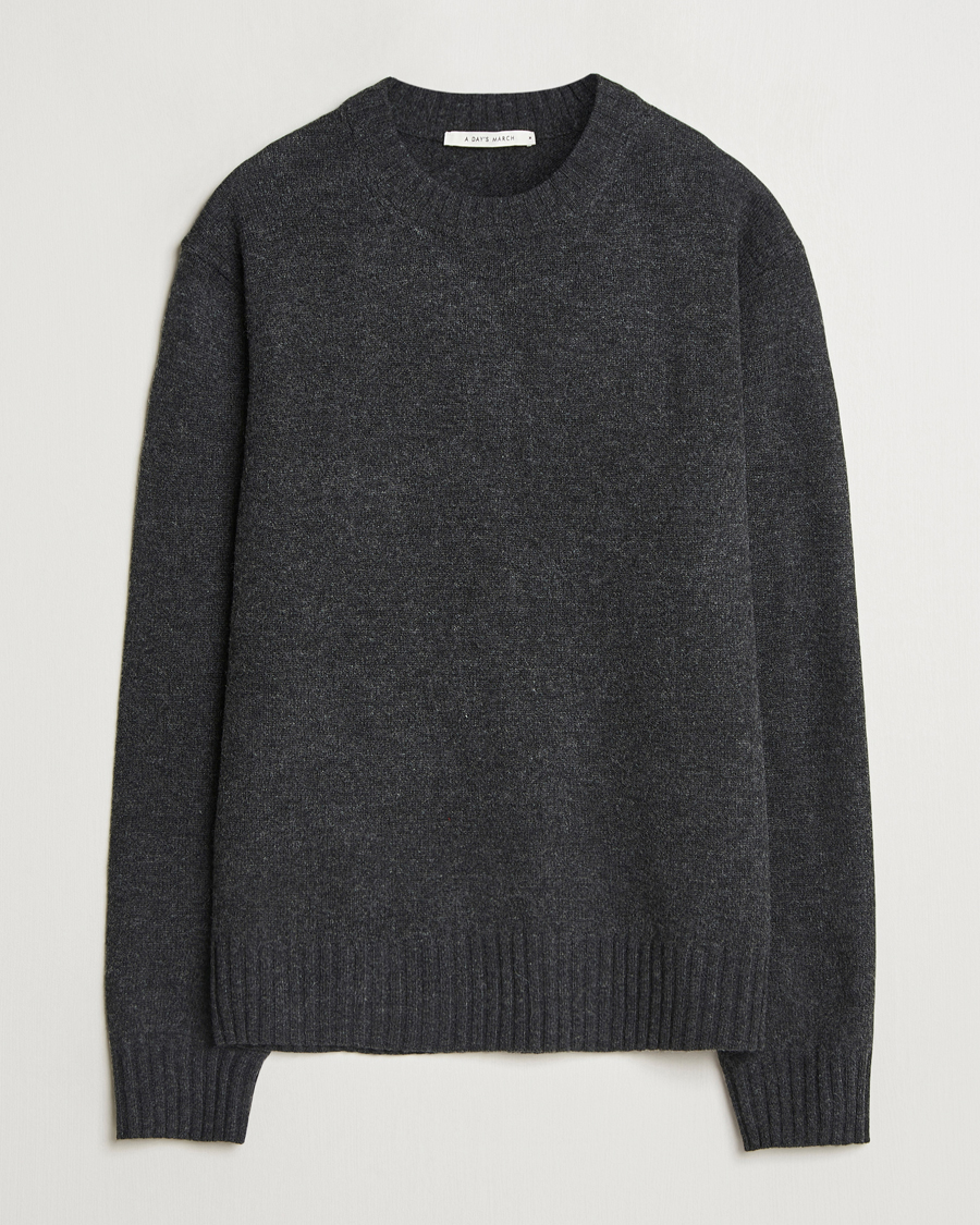 Herre | Trøjer | A Day's March | Marlow Lambswool Crew Black Melange