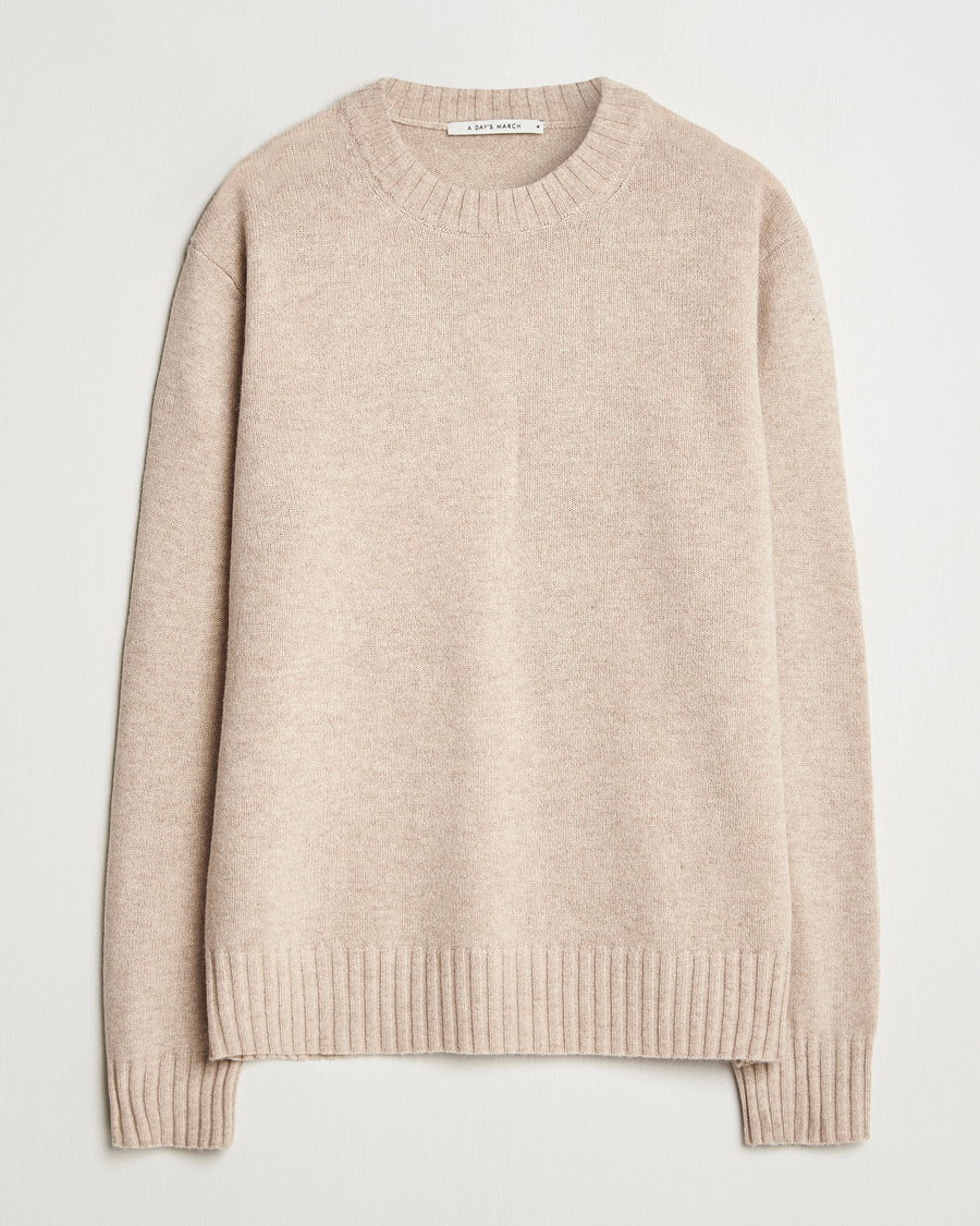 Herre | Trøjer | A Day's March | Marlow Lambswool Crew Sand Melange