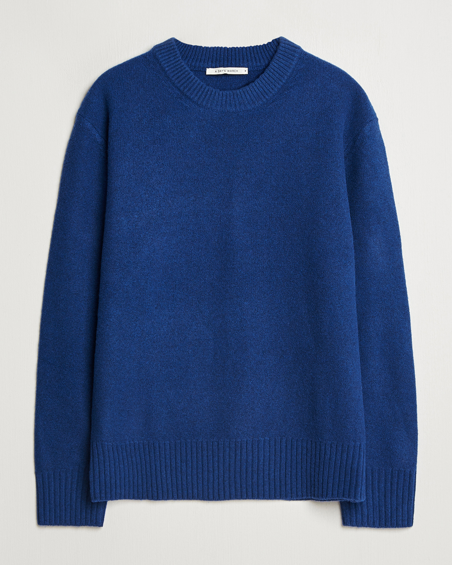 Herre | Trøjer | A Day's March | Tietar Boiled Merino Sweater Blue